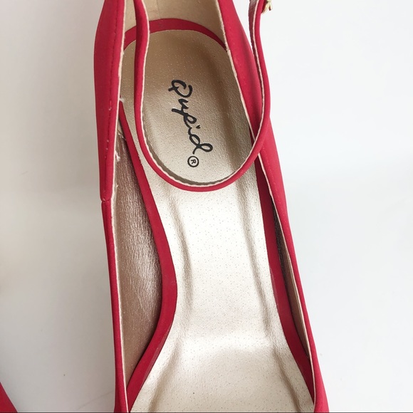 Qupid Dark Red peep Toe Ankle Strap Platform size7 - Picture 7 of 13